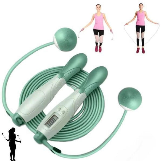 Weighted Cordless Jump Ropes with 2 Balls & Adjustable Length Bod Rope for Kids Men Women,Speed Digital Counting Ropeless Skipping Rope with Calorie Counter for Indoor Fitness Workout Boxing Gym