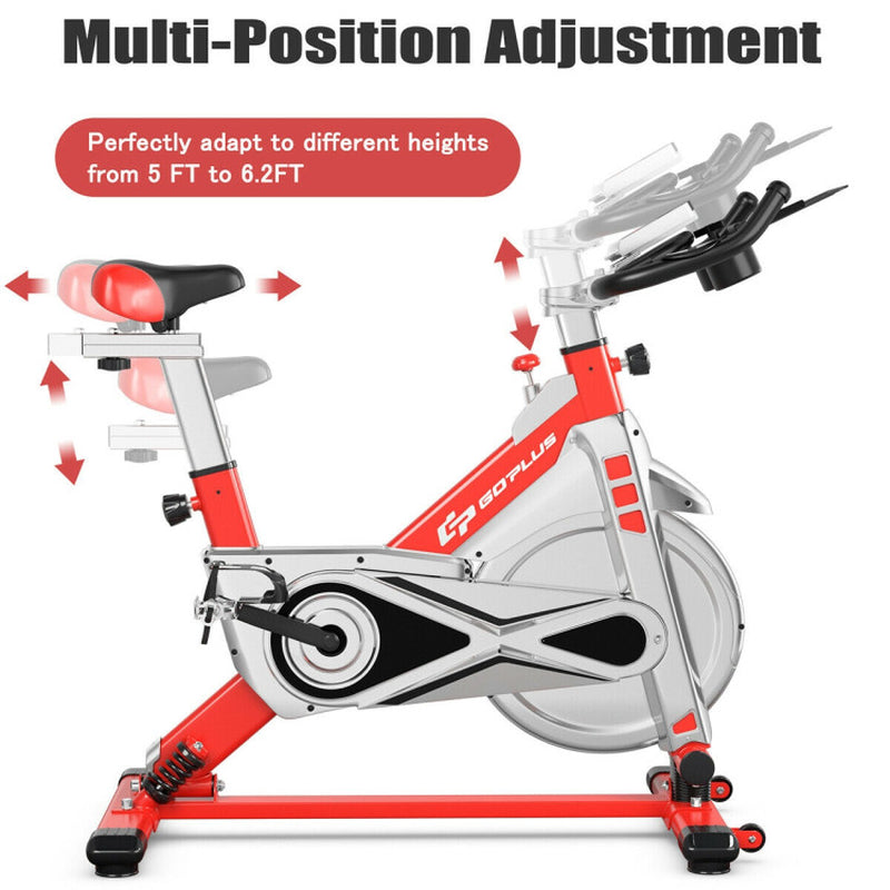 Stationary Silent Belt Adjustable Exercise Bike with Phone Holder and Electronic Display