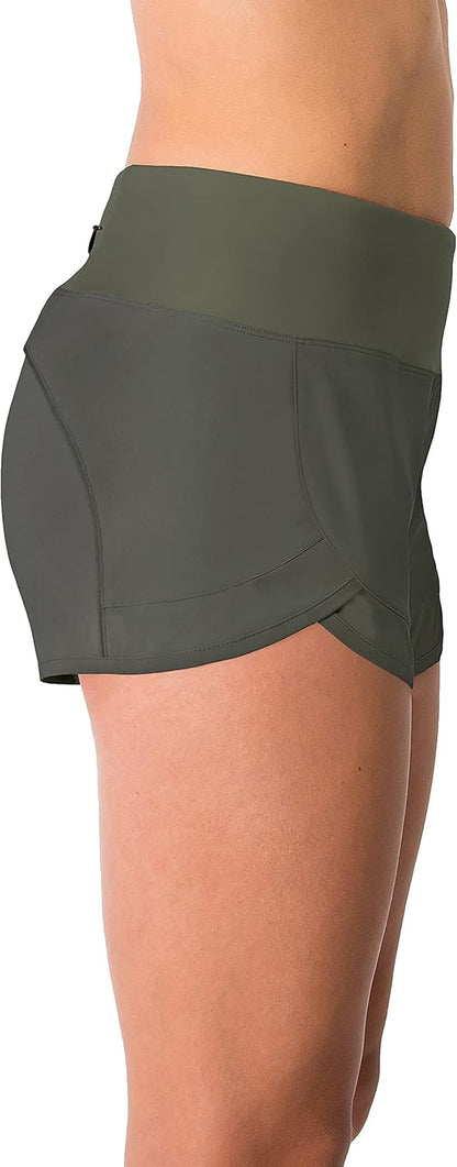 Apparel Womens Lightweight Running WOD Volleyball Shorts Workout Mesh Liner Zip Pocket